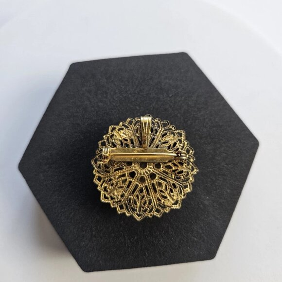 Vintage Porcelain Portrait Faux Seed Pearl Filigree Brooch Pin Pendant Limoges - Picture 3 of 6